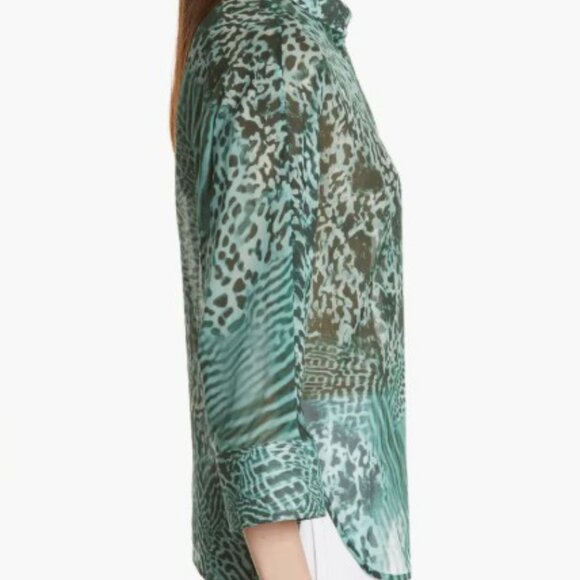 BNWOT Max Mara Prati Print Cotton & Silk Shirt - Size 14 US - Picture 3 of 12